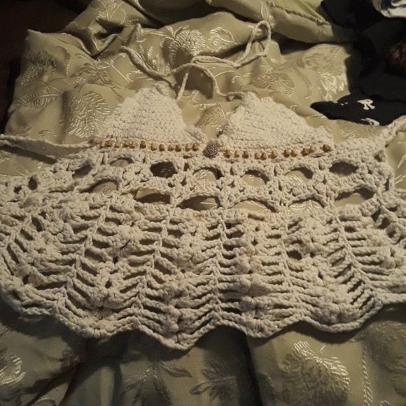 home made Tops - Crocheted top with jamaican beads